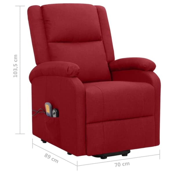 vidaXL Massagefåtölj med uppresningshjälp vinröd tyg