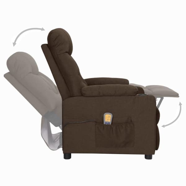 vidaXL Massagefåtölj mörkbrun tyg