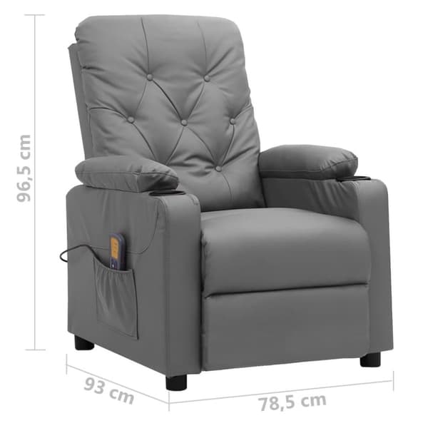 vidaXL Massagefåtölj grå konstläder