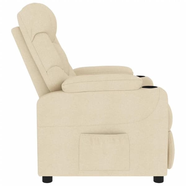 vidaXL Massagefåtölj gräddvit tyg