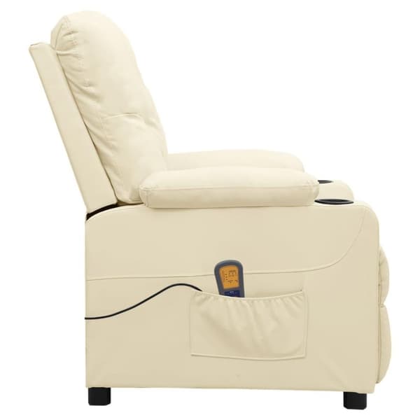 vidaXL Massagefåtölj gräddvit konstläder
