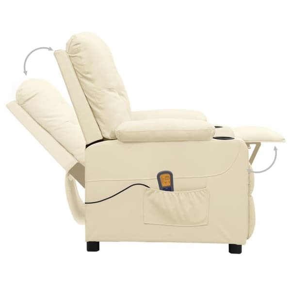 vidaXL Massagefåtölj gräddvit konstläder