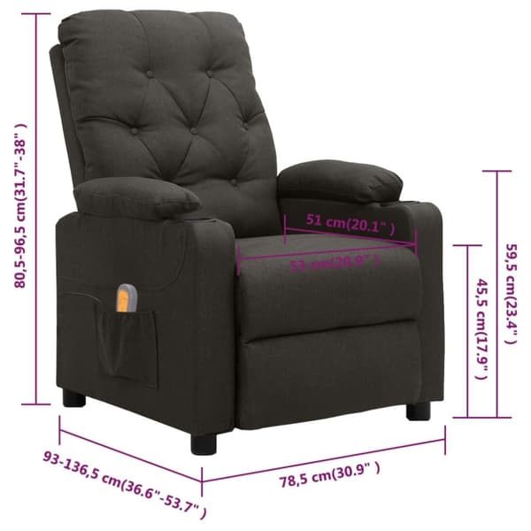 vidaXL Massagefåtölj taupe tyg