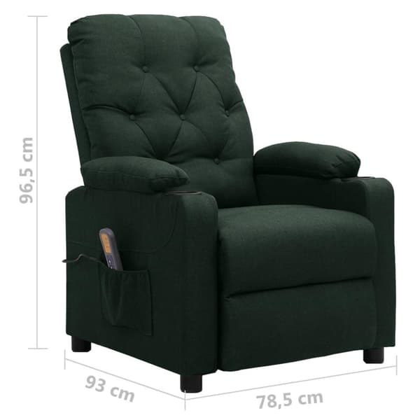 vidaXL Massagefåtölj mörkgrön tyg