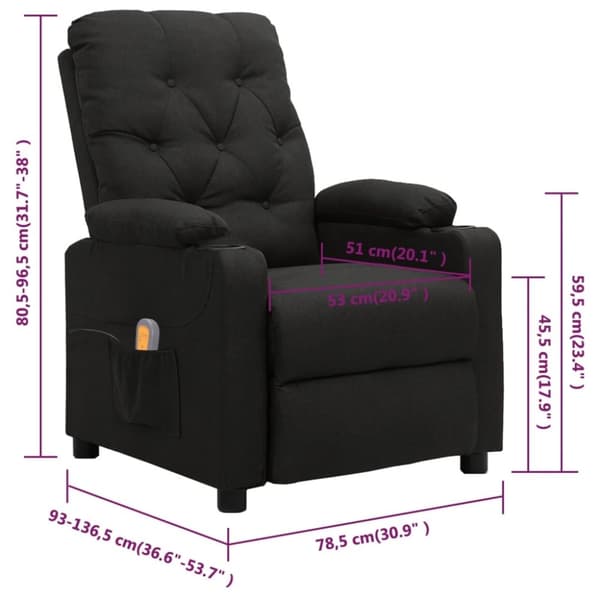 vidaXL Massagefåtölj svart tyg