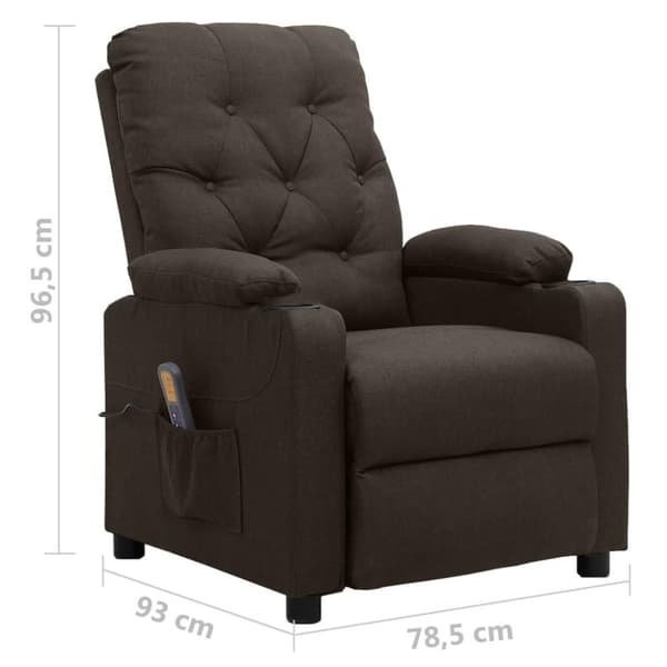 vidaXL Massagefåtölj mörkbrun tyg