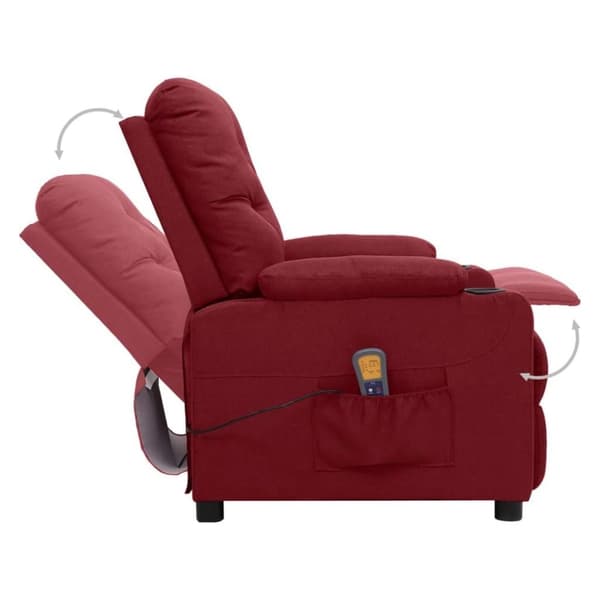 vidaXL Massagefåtölj vinröd tyg