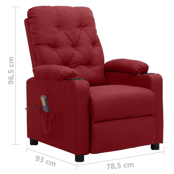 vidaXL massagestol stof vinrød