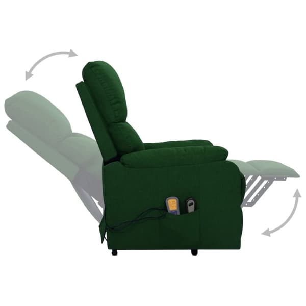 vidaXL Massagefåtölj med uppresningshjälp mörkgrön tyg