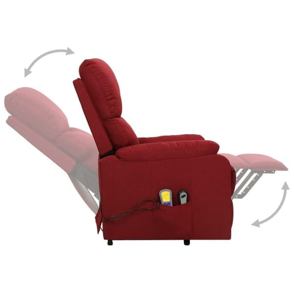 vidaXL Massagefåtölj med uppresningshjälp vinröd tyg