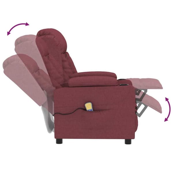 vidaXL Massagefåtölj vinröd tyg