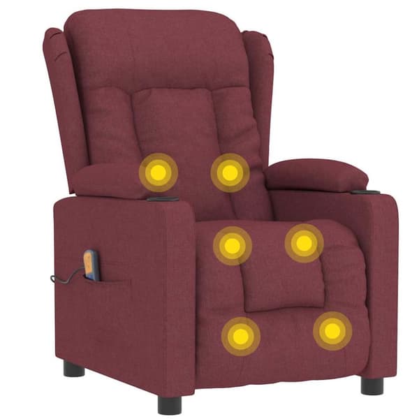 vidaXL Massagefåtölj vinröd tyg