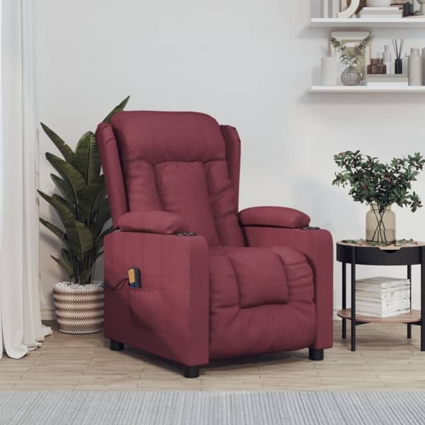 vidaXL massagestol stof vinrød