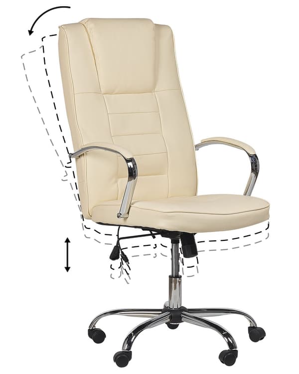 Kontorsstol med massagefunktion Beige Konstläder Värmefunktion 4 lägen 360 grader vridbar Skrivbordsstol för hemmakontor