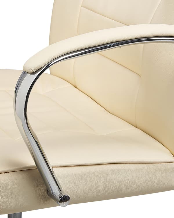 Kontorsstol med massagefunktion Beige Konstläder Värmefunktion 4 lägen 360 grader vridbar Skrivbordsstol för hemmakontor