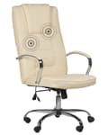 Miniatyrbild 1 av 11: Kontorsstol med massagefunktion Beige Konstläder Värmefunktion 4 lägen 360 grader vridbar Skrivbordsstol för hemmakontor