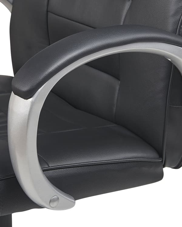 Kontorsstol Svart Konstläder Snurrande Justerbar Höjd Hög Rygg Massagefunktion Uppvärmd Sits