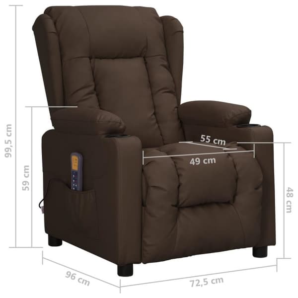 vidaXL Massagefåtölj brun konstläder