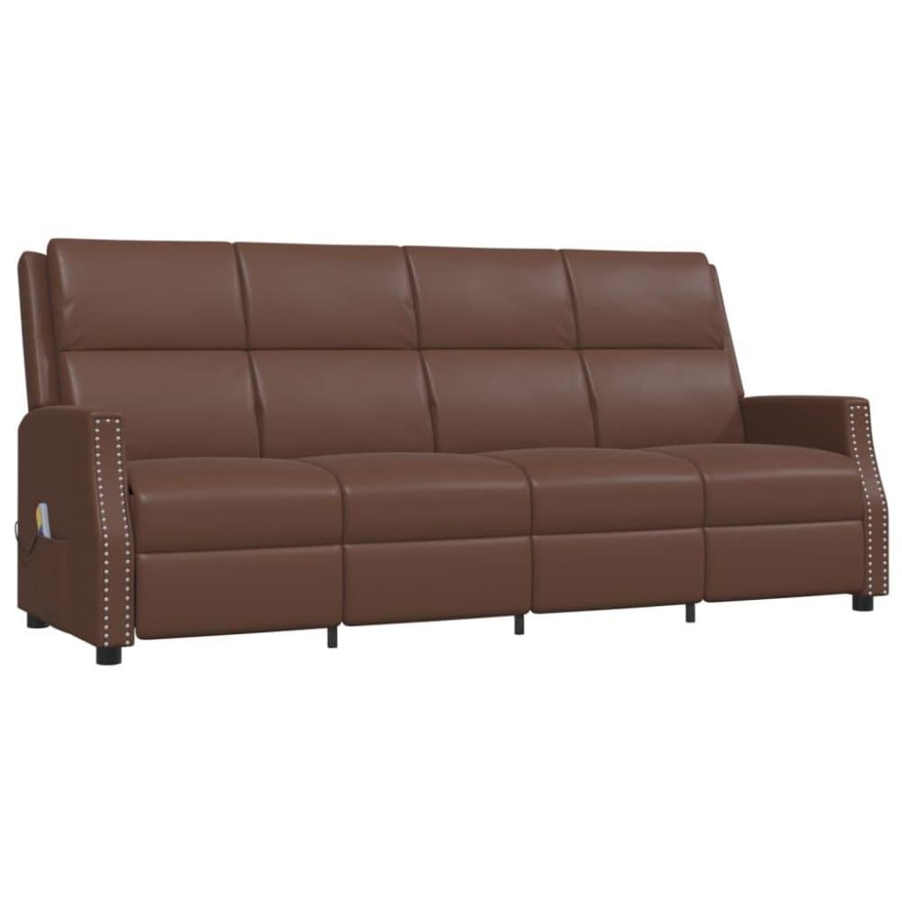 vidaXL 4-sits massagefåtölj brun konstläder