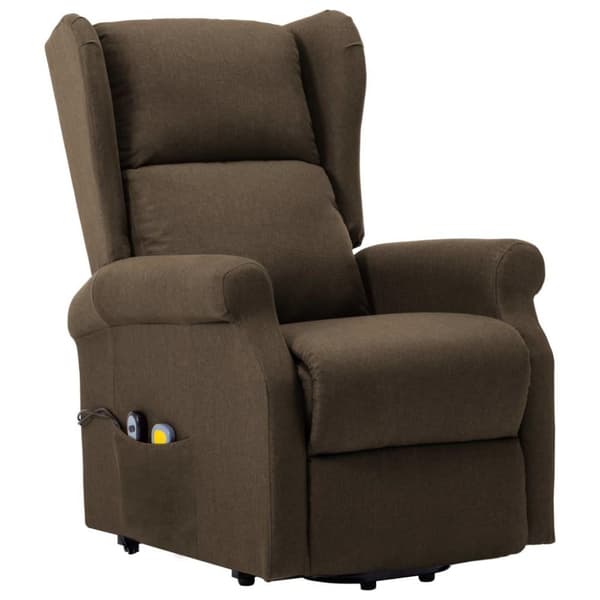 vidaXL Massagefåtölj med uppresningshjälp brun tyg