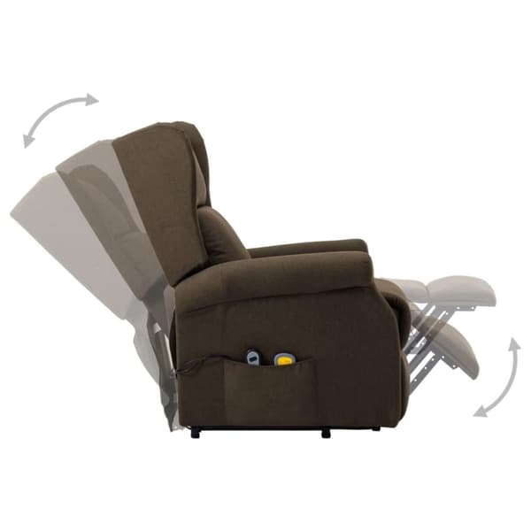 vidaXL Massagefåtölj med uppresningshjälp brun tyg
