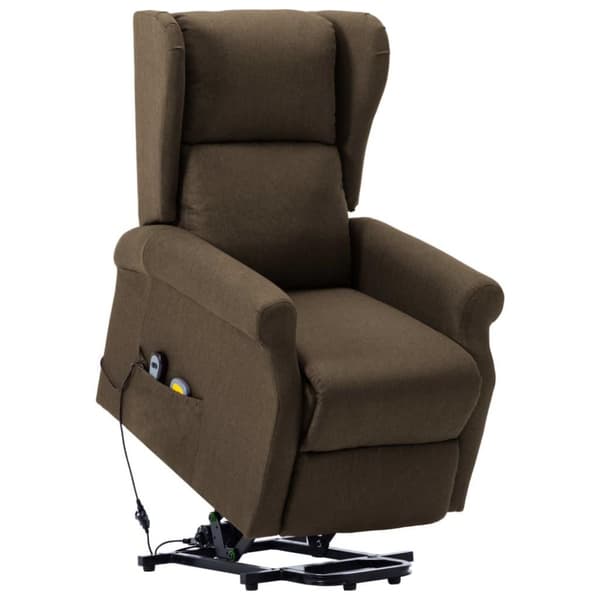 vidaXL Massagefåtölj med uppresningshjälp brun tyg