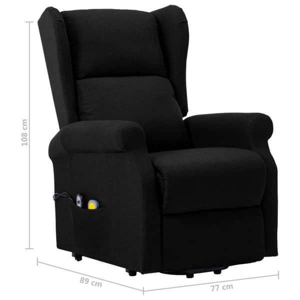 vidaXL Massagefåtölj med uppresningshjälp svart tyg