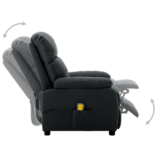 vidaXL Massagefåtölj mörkgrå tyg
