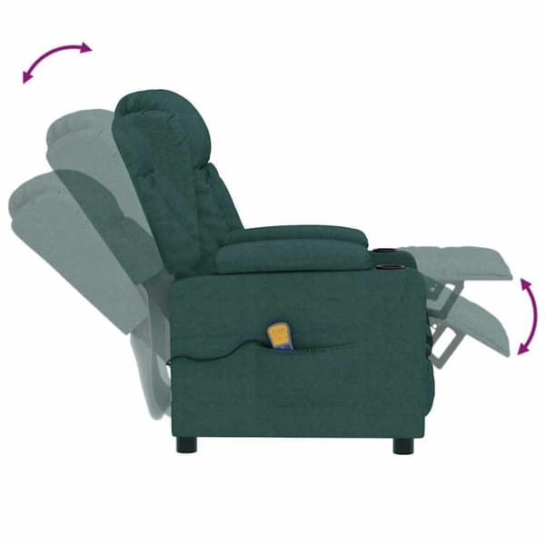 vidaXL Massagefåtölj mörkgrön tyg