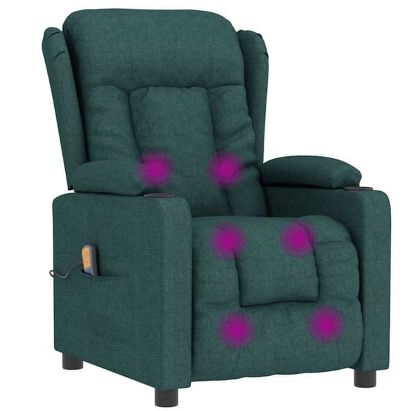 vidaXL Massagefåtölj mörkgrön tyg
