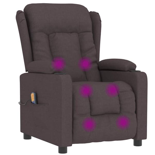 vidaXL Massagefåtölj mörkbrun tyg