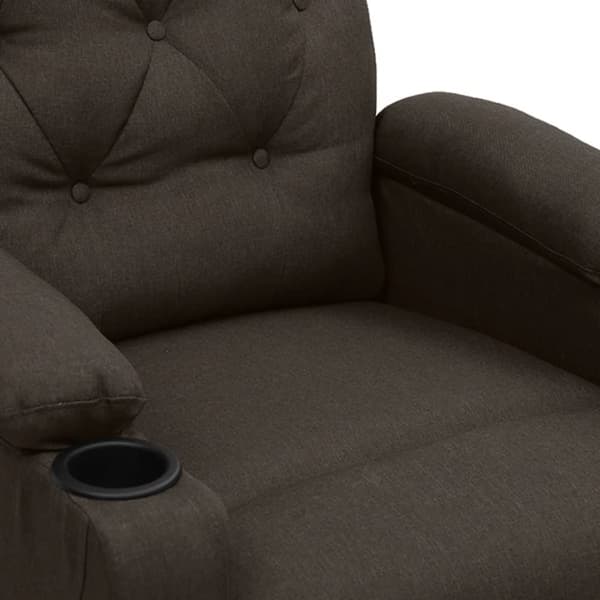 vidaXL Massagefåtölj med uppresningshjälp mörkbrun tyg