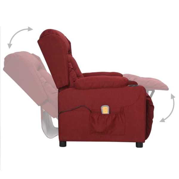 vidaXL Massagefåtölj med uppresningshjälp vinröd tyg