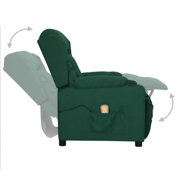 vidaXL Massagefåtölj med uppresningshjälp mörkgrön tyg