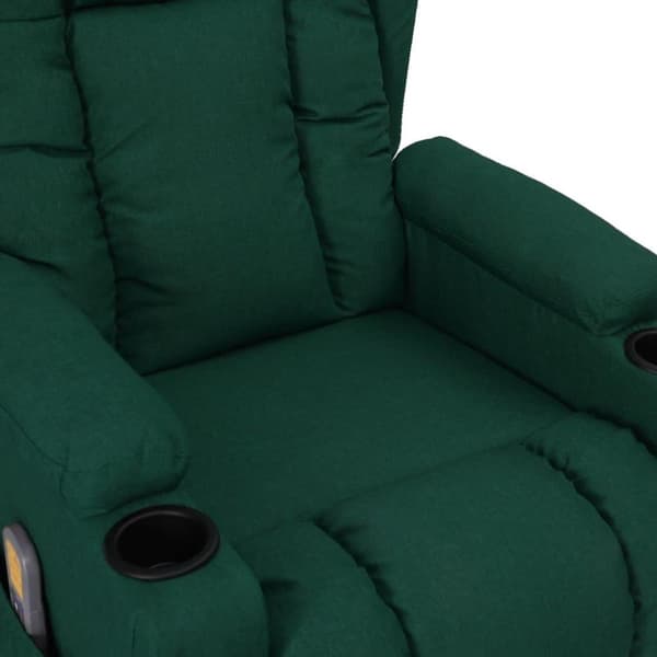 vidaXL Massagefåtölj med uppresningshjälp mörkgrön tyg