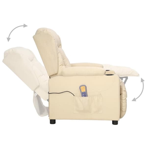 vidaXL Massagefåtölj med uppresningshjälp gräddvit tyg