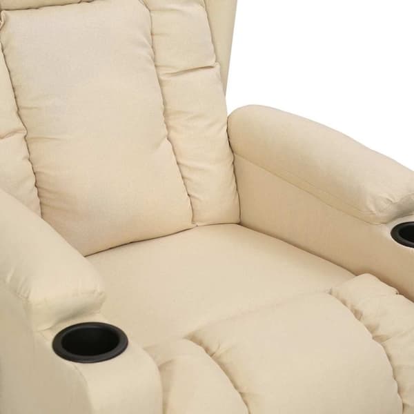 vidaXL Massagefåtölj med uppresningshjälp gräddvit tyg