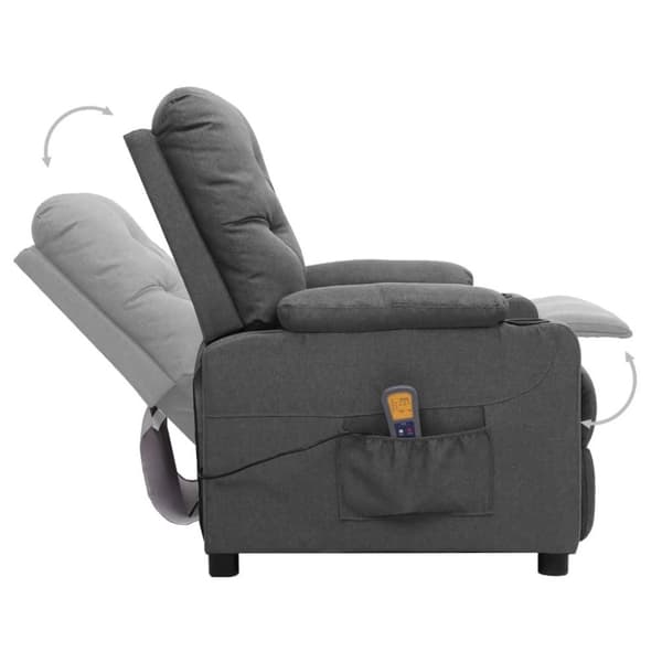 vidaXL Massagefåtölj med uppresningshjälp ljusgrå tyg