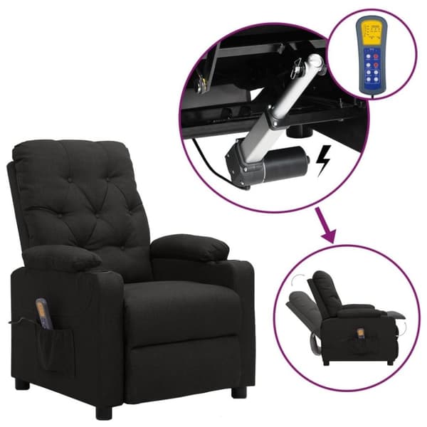 vidaXL massagefåtölj med uppresningshjälp svart tyg
