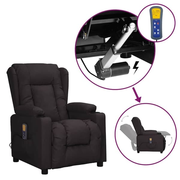 vidaXL Massagefåtölj med uppresningshjälp svart konstläder