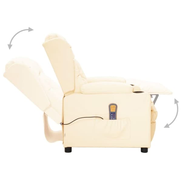 vidaXL Massagefåtölj med uppresningshjälp gräddvit konstläder
