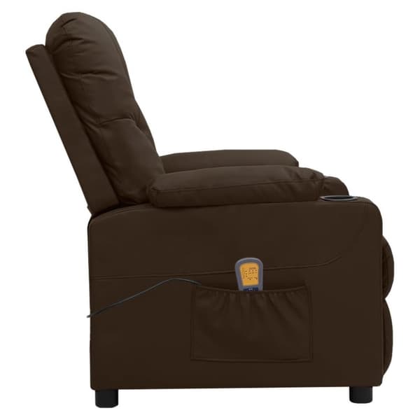 vidaXL Massagefåtölj med uppresningshjälp brun konstläder