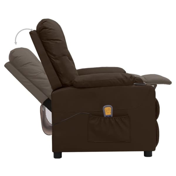 vidaXL Massagefåtölj med uppresningshjälp brun konstläder