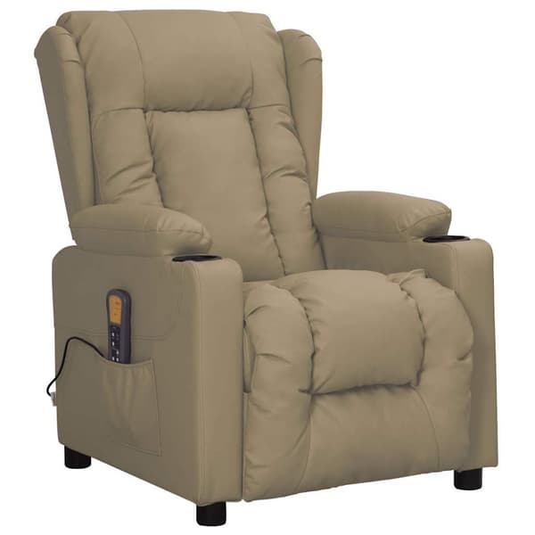 vidaXL Massagefåtölj med uppresningshjälp cappuccino konstläder