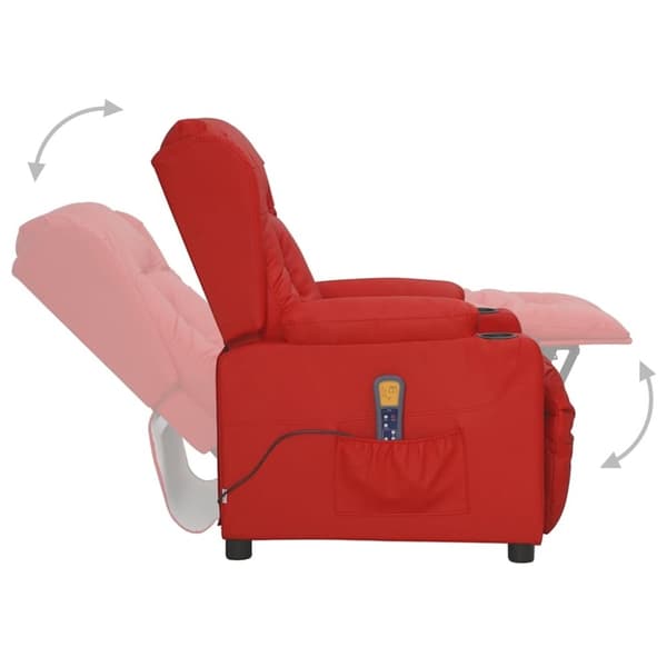 vidaXL Massagefåtölj med uppresningshjälp vinröd konstläder