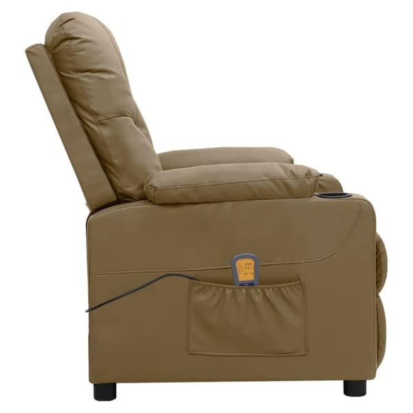 vidaXL Massagefåtölj med uppresningshjälp cappuccino konstläder