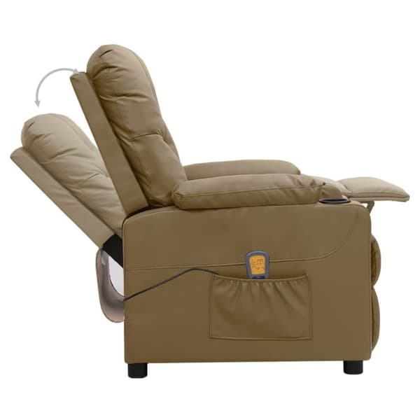 vidaXL Massagefåtölj med uppresningshjälp cappuccino konstläder