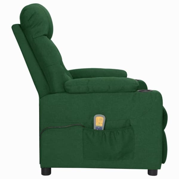 vidaXL Massagefåtölj med uppresningshjälp mörkgrön tyg