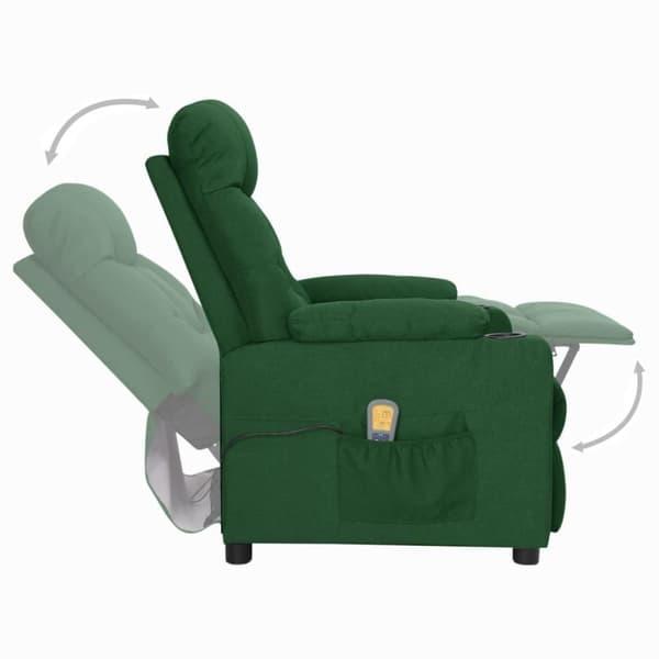 vidaXL Massagefåtölj med uppresningshjälp mörkgrön tyg