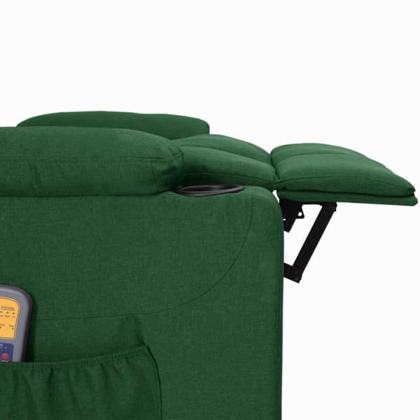 vidaXL Massagefåtölj med uppresningshjälp mörkgrön tyg